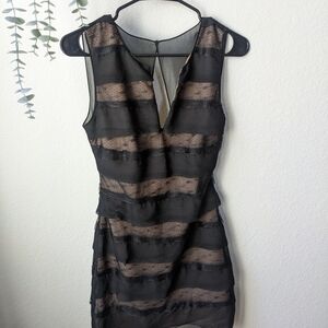BCBG Elegant Black Striped Dress
